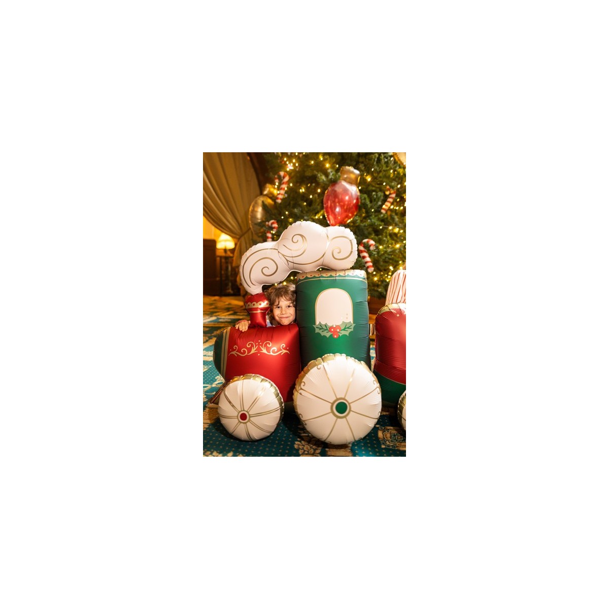 Standing foil balloon Train XXL, 221x96 cm, green-red Standing foil balloon Train XXL, 221x96 cm, green-red