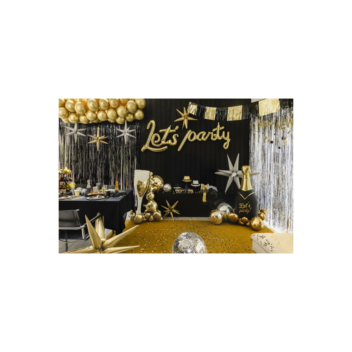 Foil balloon Let's Party, 230x80 cm, gold Foil balloon Let's Party, 230x80 cm, gold