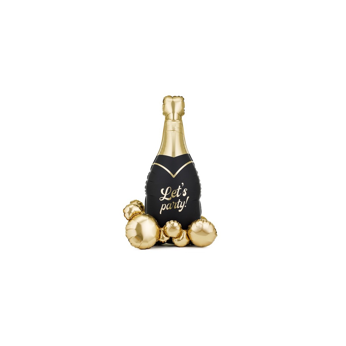 Standing foil balloon Bubble Bottle, 79x114 cm, black and gold Standing foil balloon Bubble Bottle, 79x114 cm, black and gold