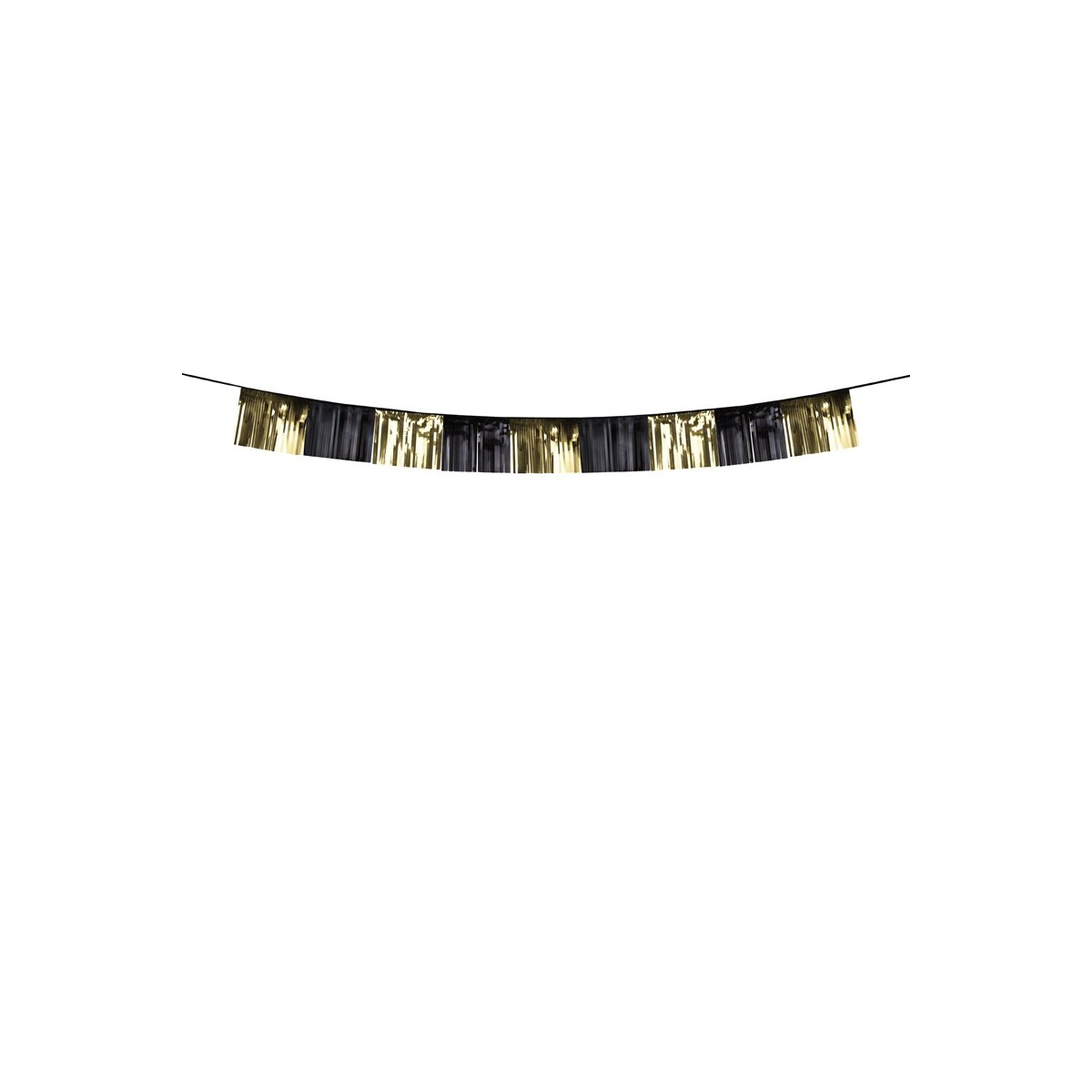 Foil fringe garland, 300x25 cm, black and gold Foil fringe garland, 300x25 cm, black and gold