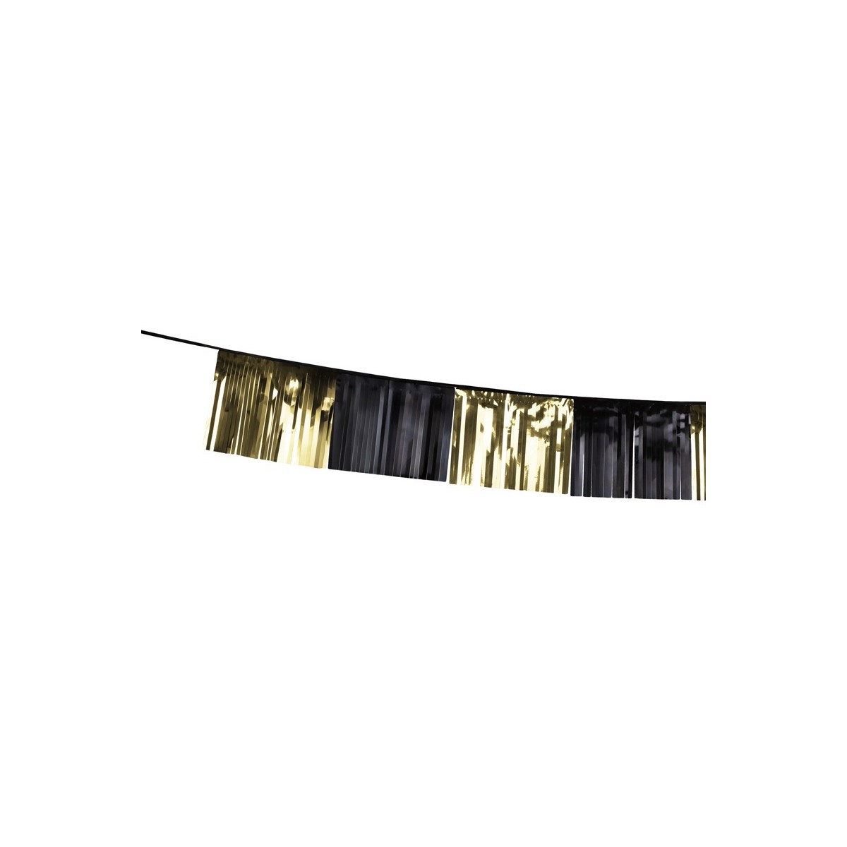 Foil fringe garland, 300x25 cm, black and gold Foil fringe garland, 300x25 cm, black and gold