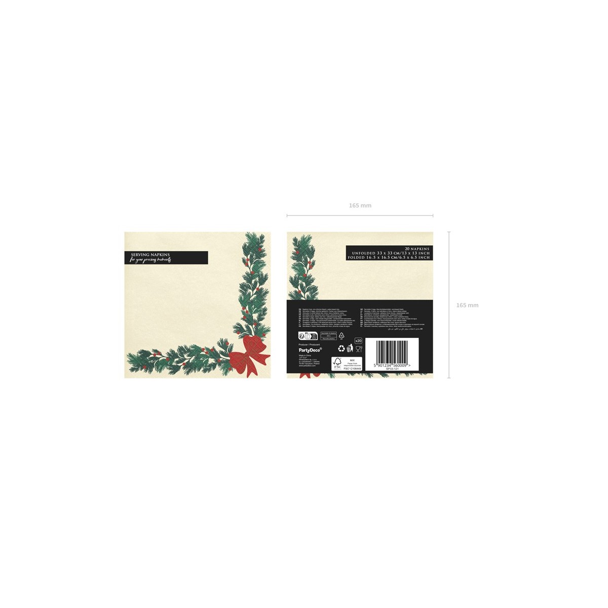 Napkins Christmas garland, 33x33 cm, beige (1 pkt / 20 pc.) Napkins Christmas garland, 33x33 cm, beige (1 pkt / 20 pc.)