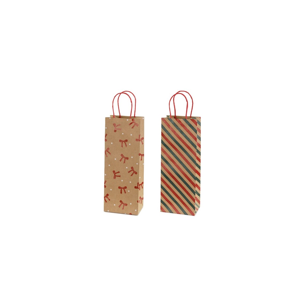 Gift bags Stripes and bows, 12.5x33.5x9 cm, kraft (1 pkt / 6 pc.) Gift bags Stripes and bows, 12.5x33.5x9 cm, kraft (1 pkt / 6 pc.)