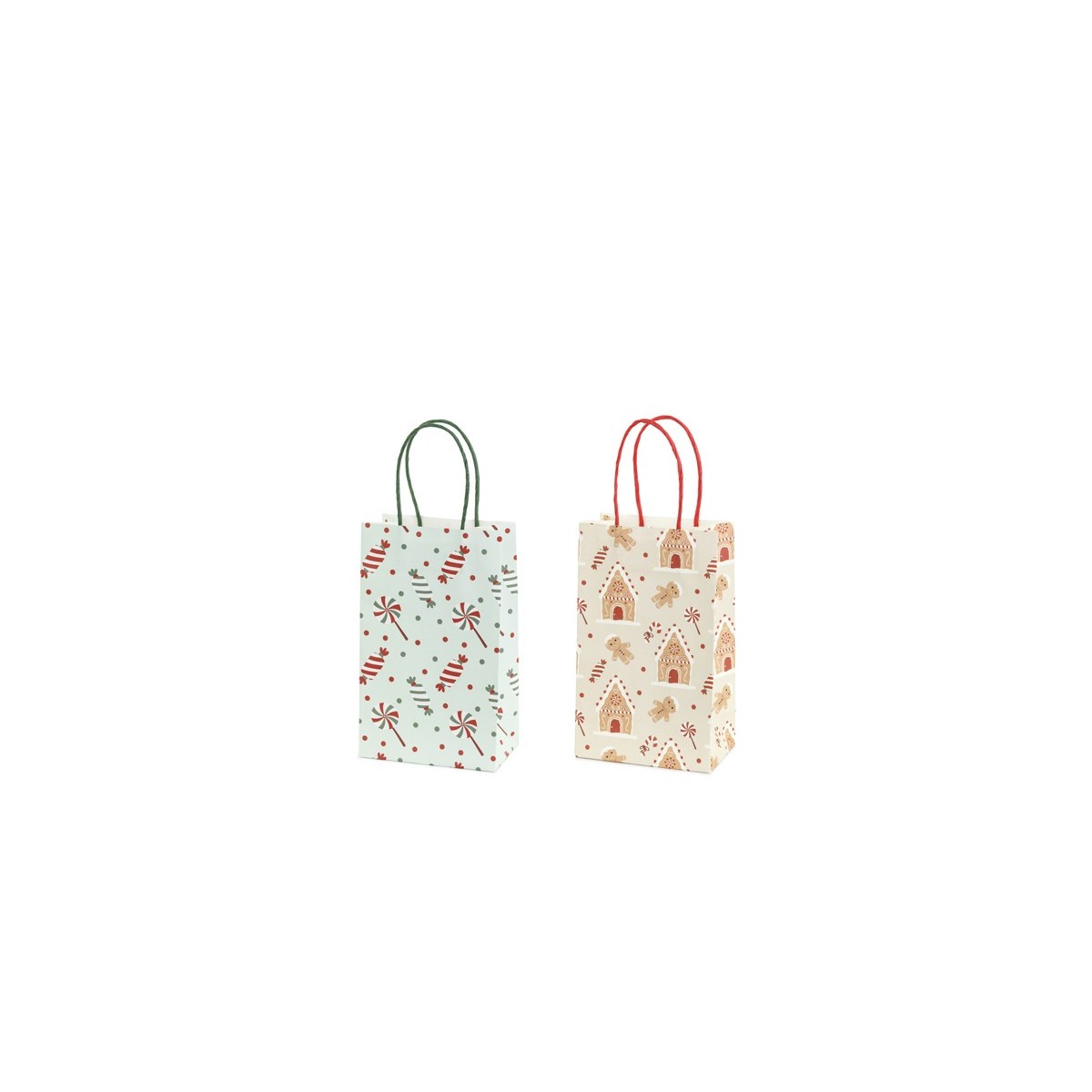 Gift bags Sweets and gingerbread, 13x21x8 cm, beige and light blue (1 pkt / 6 pc.) Gift bags Sweets and gingerbread, 13x21x8 cm, beige and light blue (1 pkt / 6 pc.)