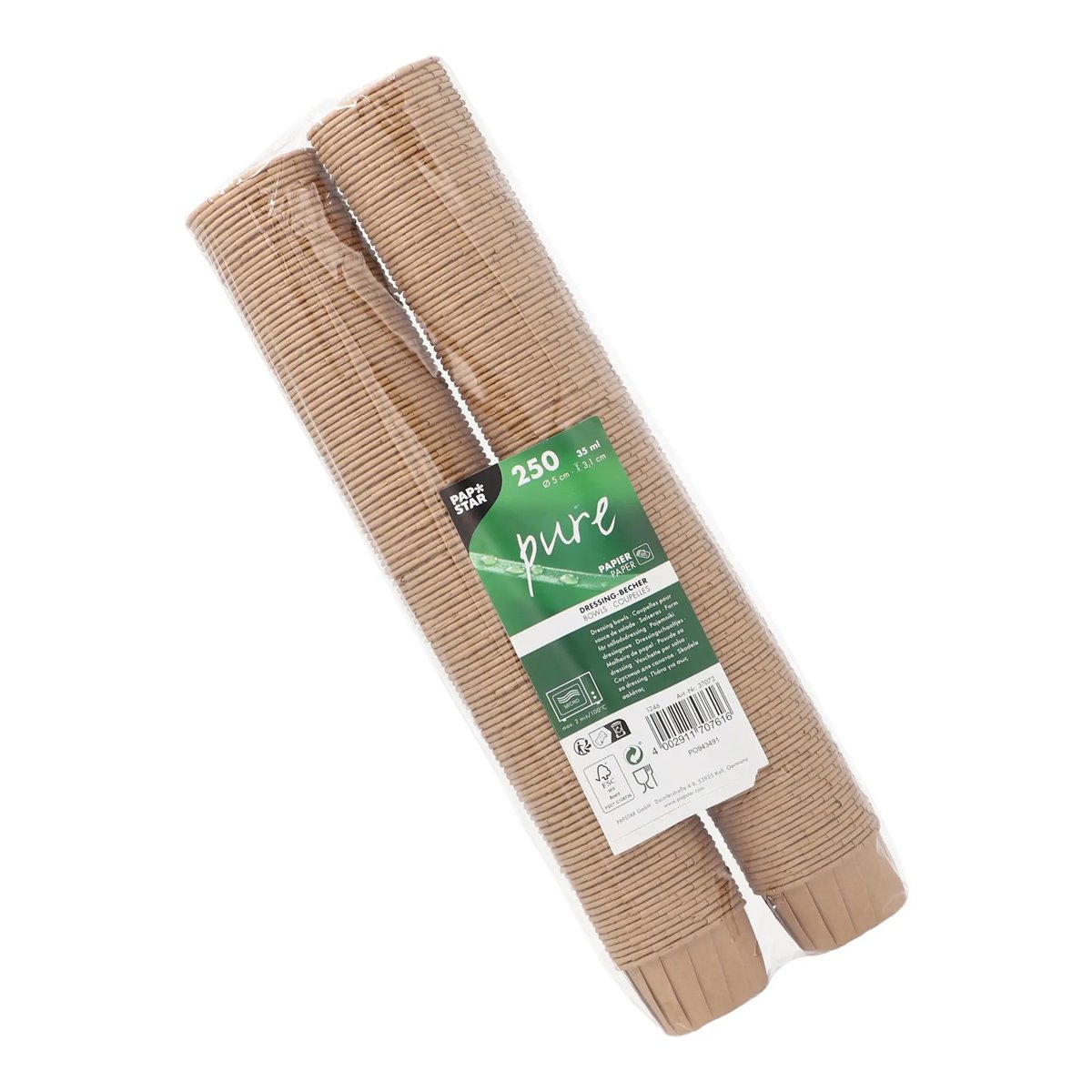250 stk. Dressingbægre brun papir 35 ml 250 stk. Dressingbægre brun papir 35 ml