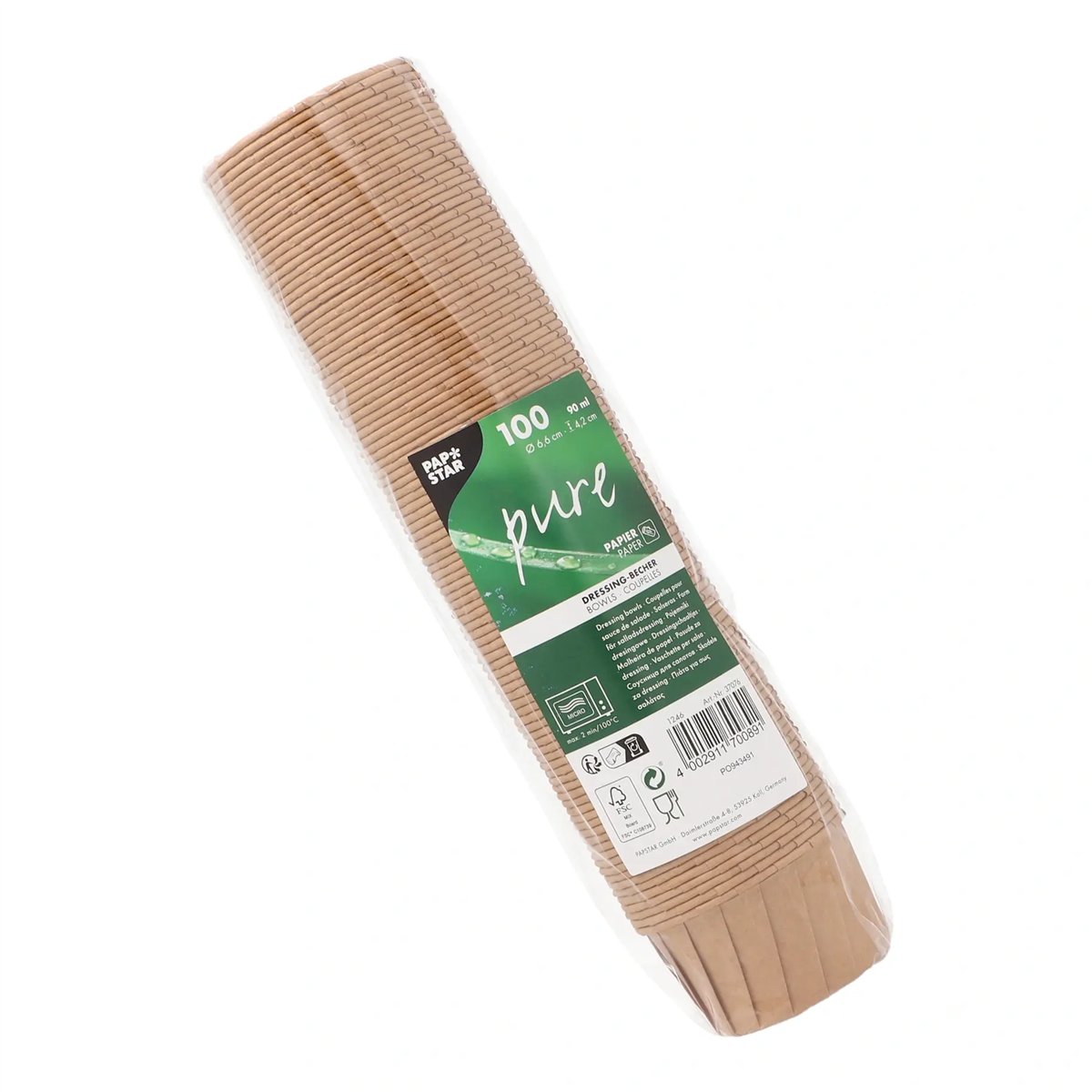 100 stk. Dressingbægre brun papir 90 ml 100 stk. Dressingbægre brun papir 90 ml