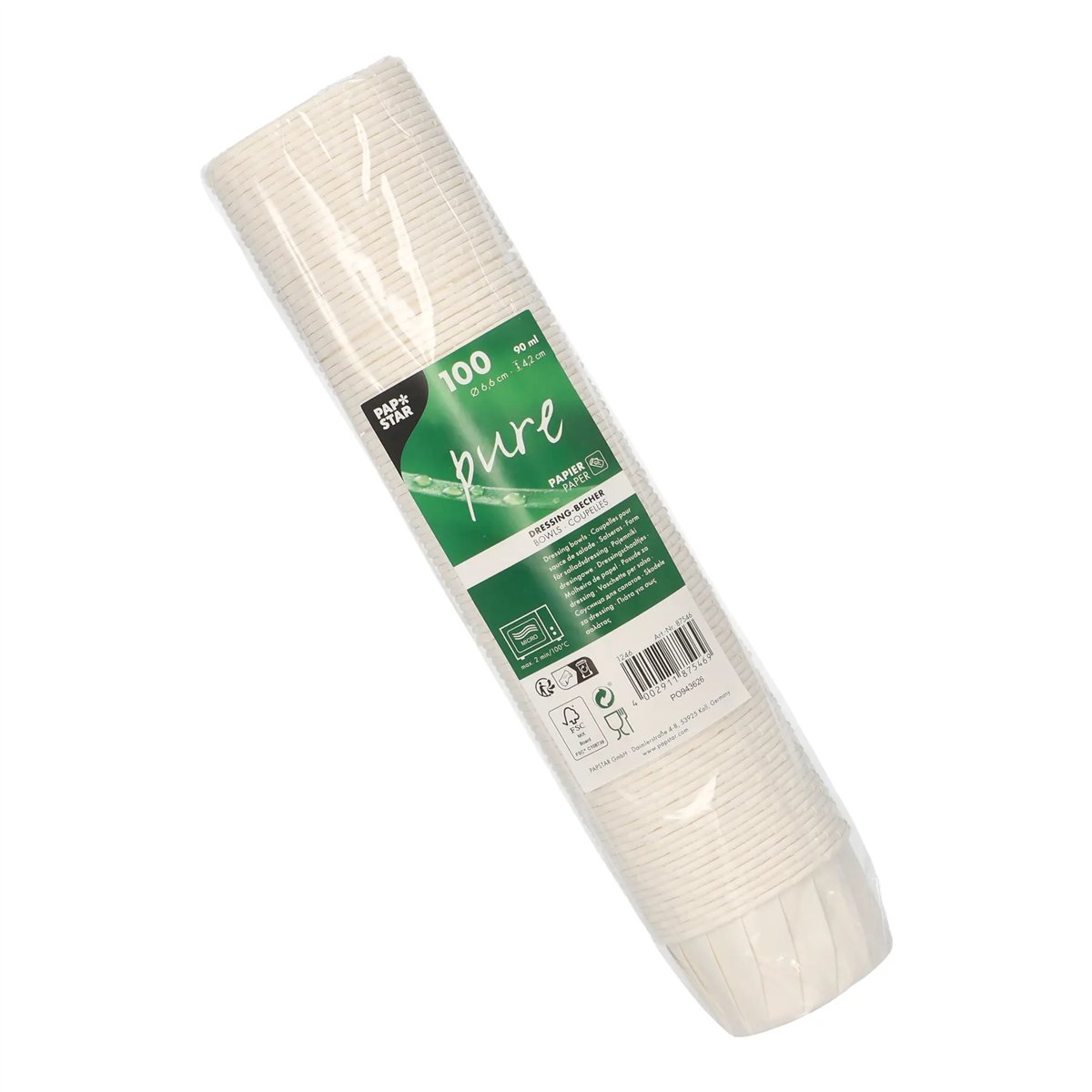 100 stk. Dressingbægre 90 ml hvid papir FSC® 100 stk. Dressingbægre 90 ml hvid papir FSC®