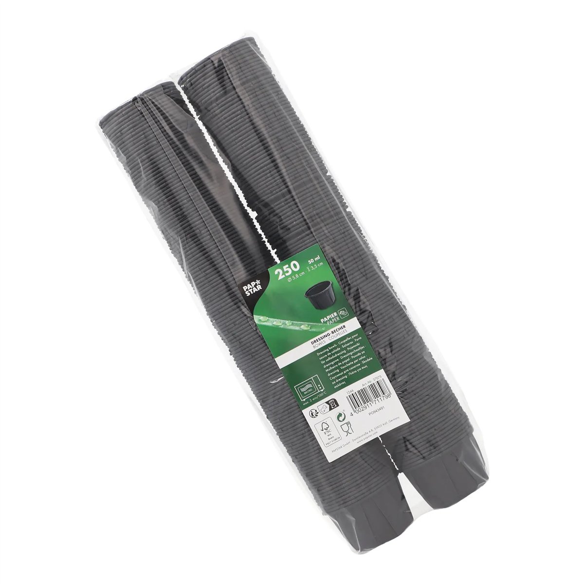 250 stk. Dressingbægre 50 ml sort papir FSC® 250 stk. Dressingbægre 50 ml sort papir FSC®