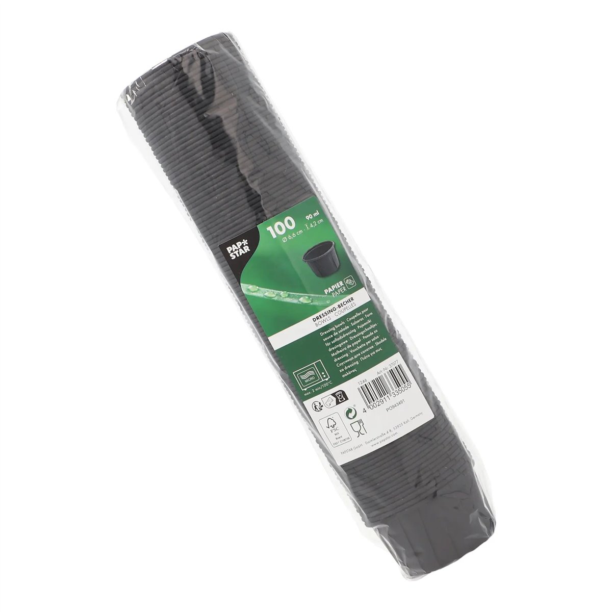100 stk. Dressingbægre 90 ml sort papir FSC® 100 stk. Dressingbægre 90 ml sort papir FSC®