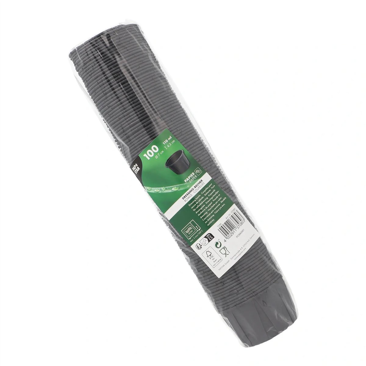 100 stk. Dressingbægre 110 ml sort papir FSC® 100 stk. Dressingbægre 110 ml sort papir FSC®
