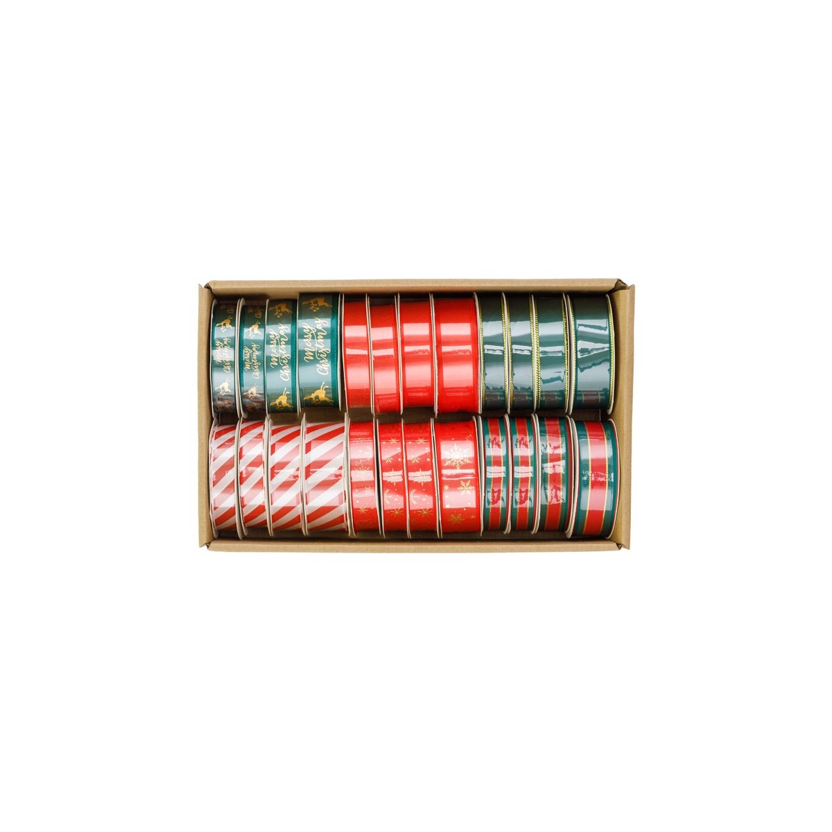 Christmas ribbon set, 1,5-2,5x300 cm, mix of designs (1 pkt / 24 pc.)