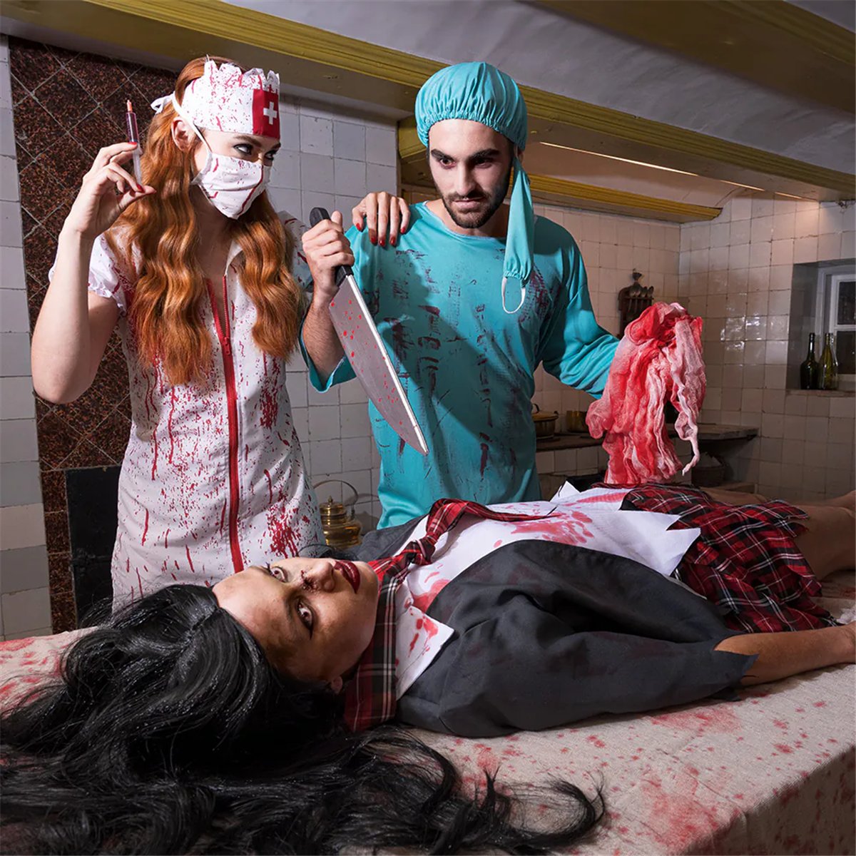 Kostume Str. 36/38 Horror Sygeplejerske &ndash; Blodig Uniform