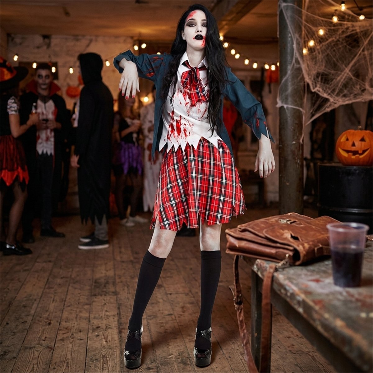 Kostume Str. S Zombie Skolepige &ndash; Blodig Skoleuniform