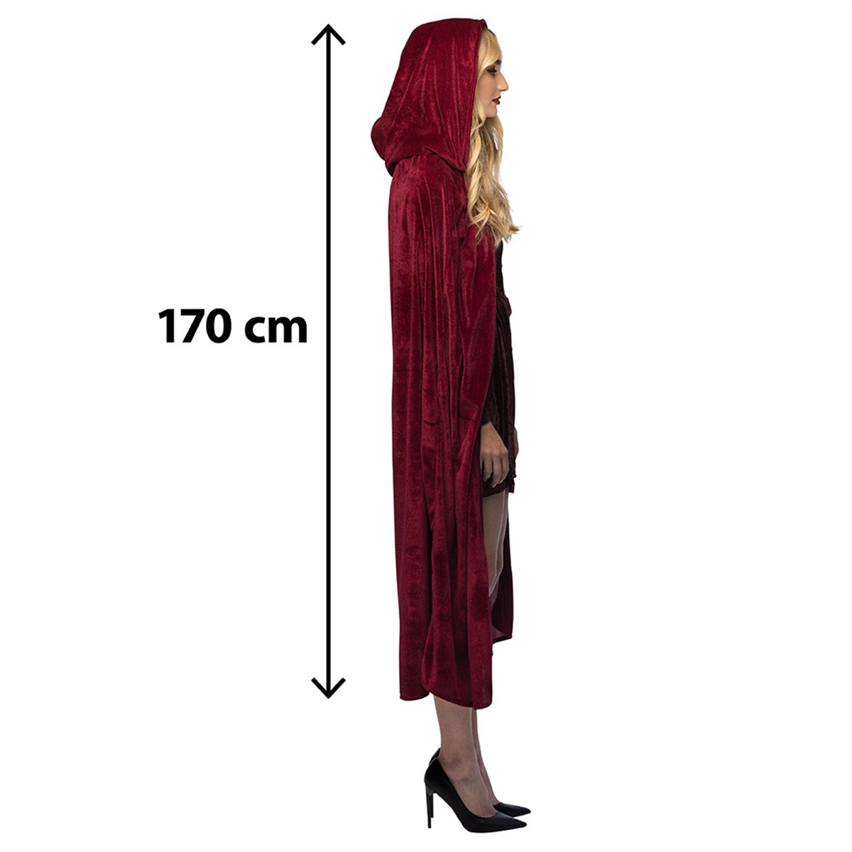 Kappe Dawn 170 cm - Bordeaux med Hætte Kappe Dawn 170 cm - Bordeaux med Hætte