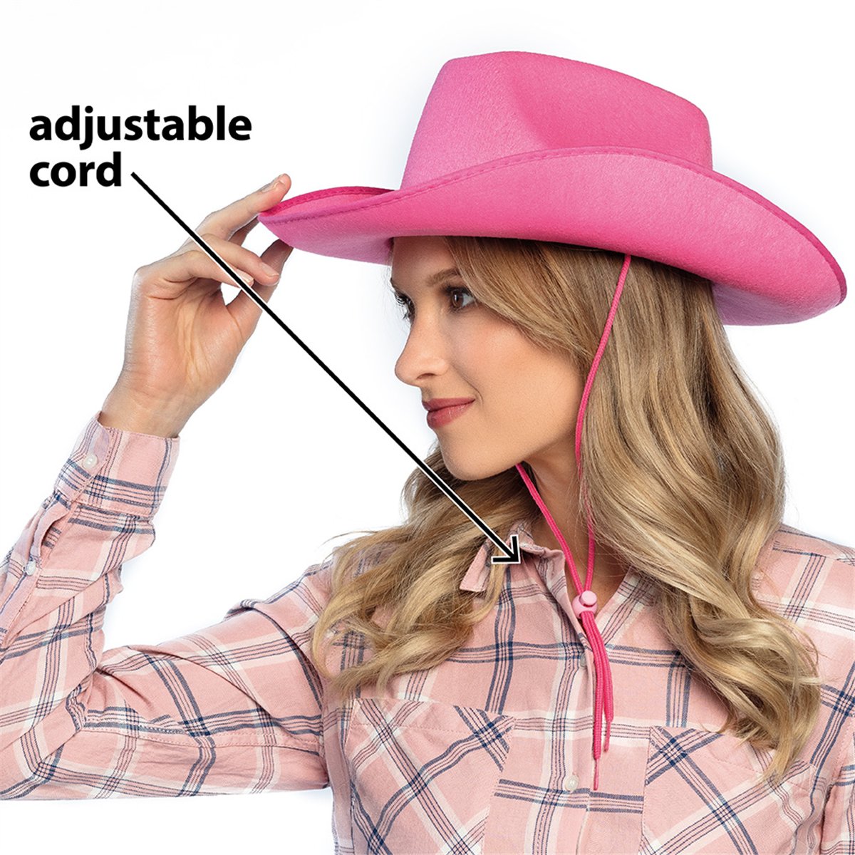Cowboyhat – Lyserød Filthat med Hagesnor Cowboyhat – Lyserød Filthat med Hagesnor
