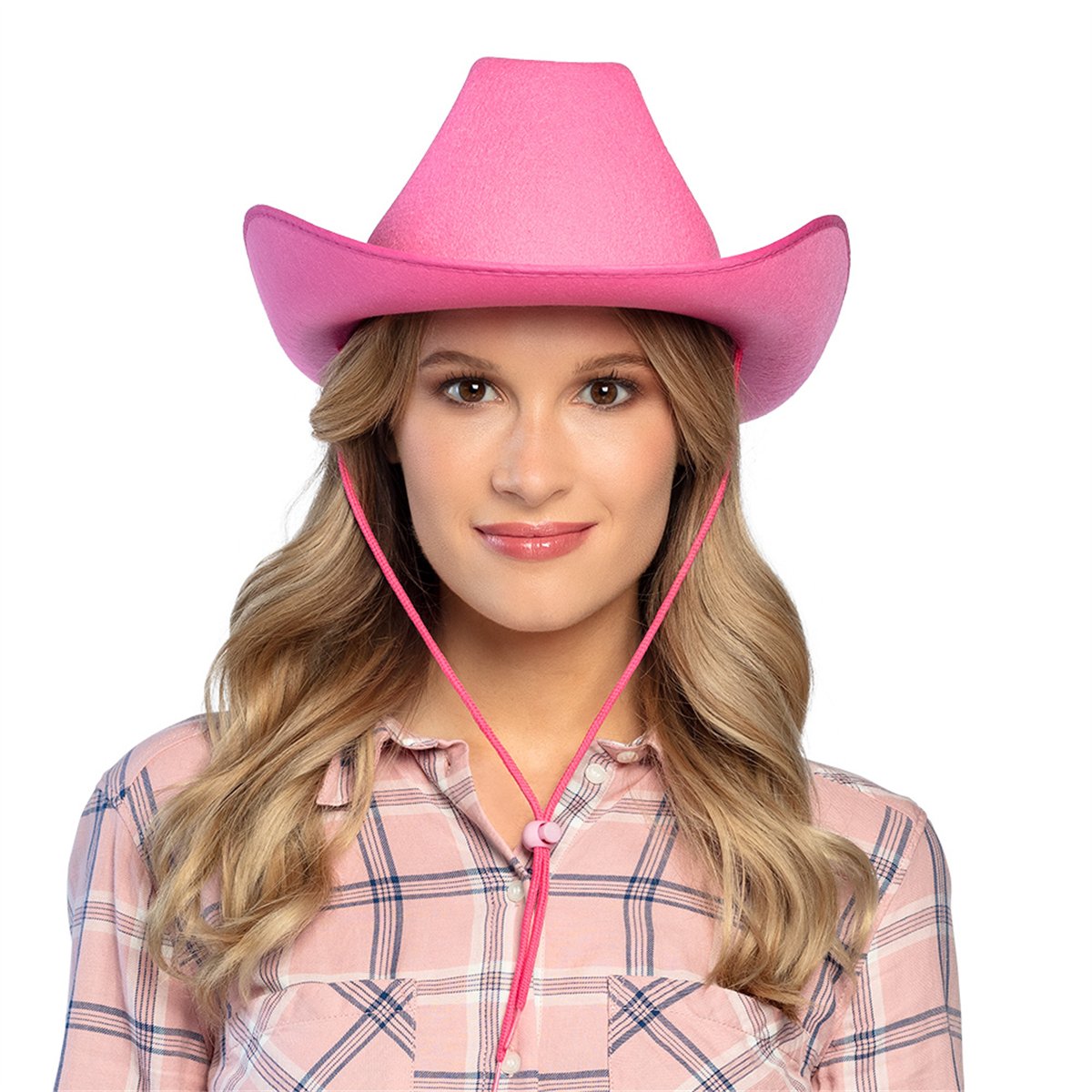 Cowboyhat – Lyserød Filthat med Hagesnor Cowboyhat – Lyserød Filthat med Hagesnor