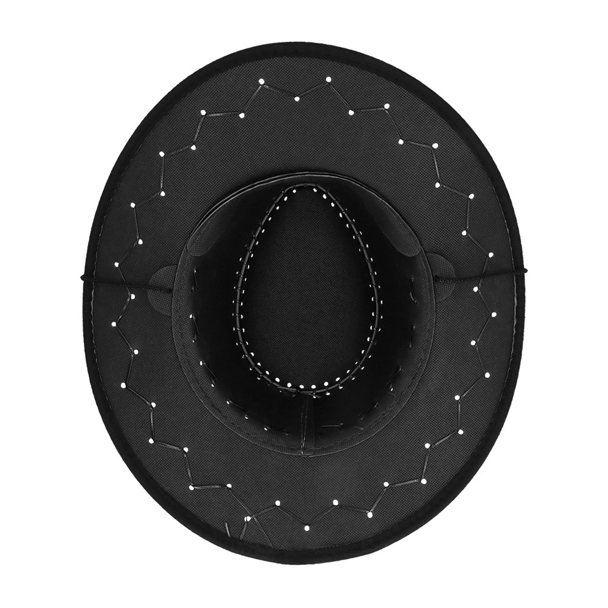 Cowboyhat &ndash; Sort Westernhat i L&aelig;derlook med Hagerem