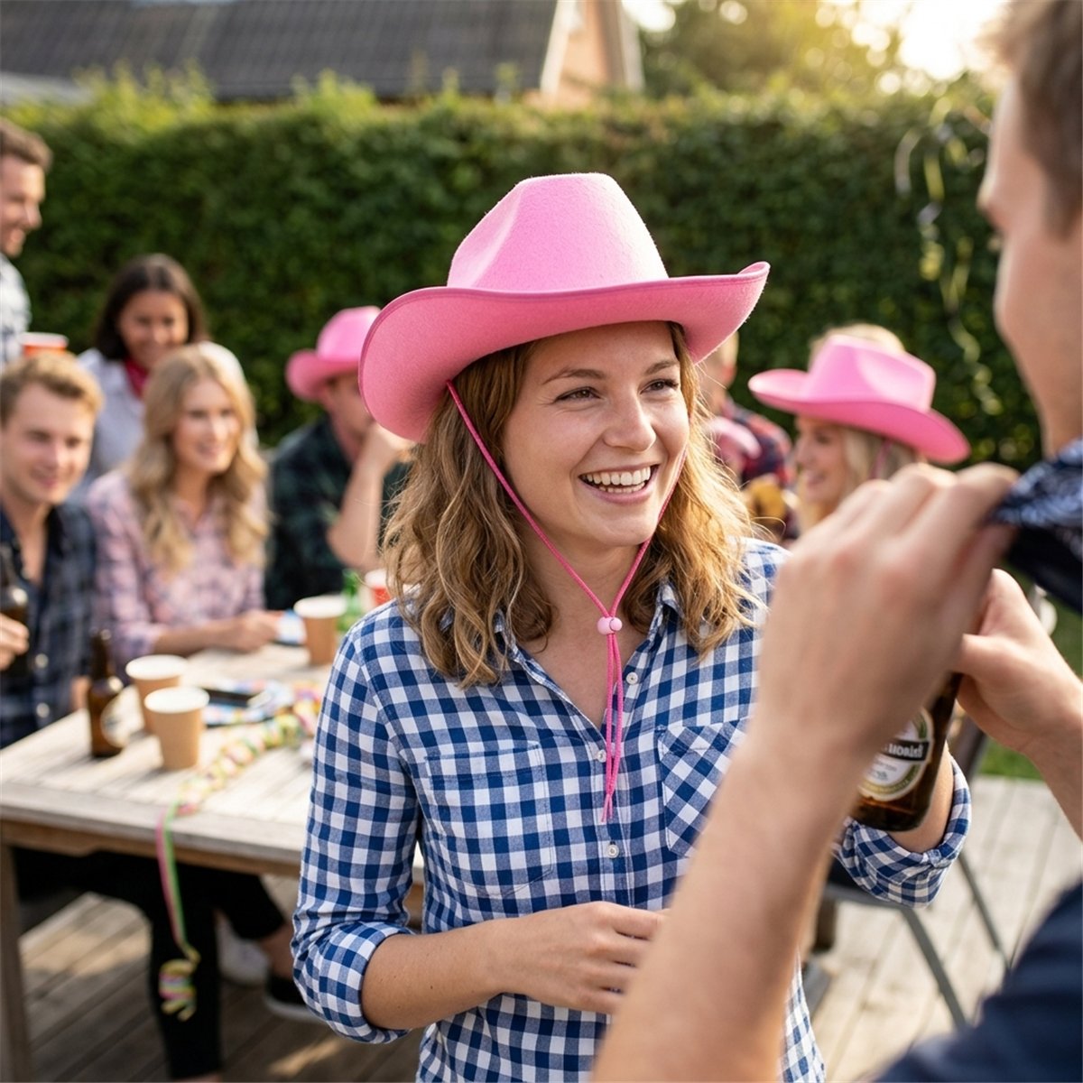 Cowboyhat – Lyserød Filthat med Hagesnor Cowboyhat – Lyserød Filthat med Hagesnor