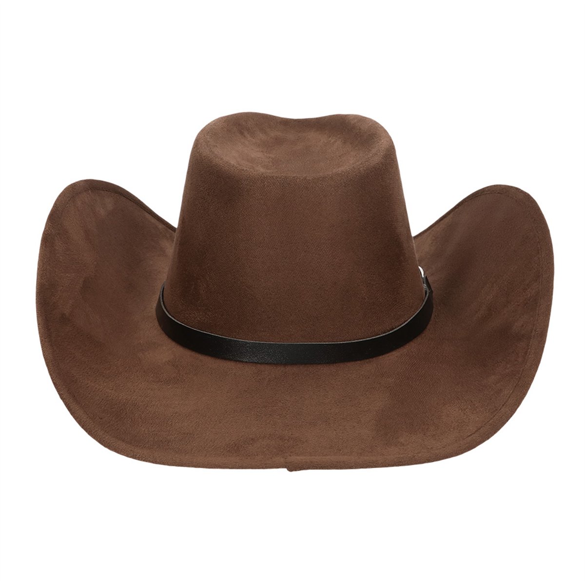 Cowboyhat - Brun Westernhat i Ruskindslook med Sort B&aring;nd