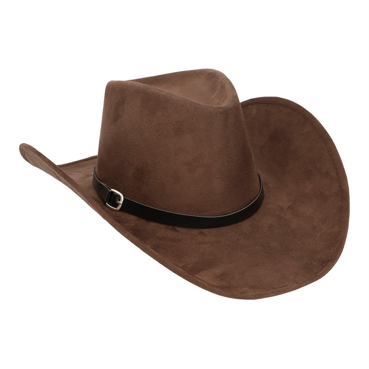 Cowboyhat - Brun Westernhat i Ruskindslook med Sort B&aring;nd