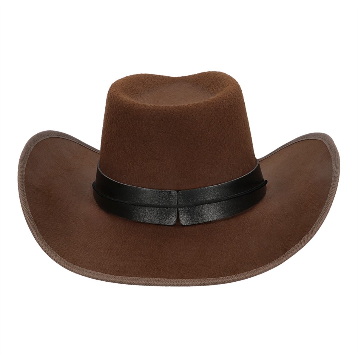Cowboyhat str. 59 – Brun Westernhat med Longhorn-bånd og Guldnitter Cowboyhat str. 59 – Brun Westernhat med Longhorn-bånd og Guldnitter