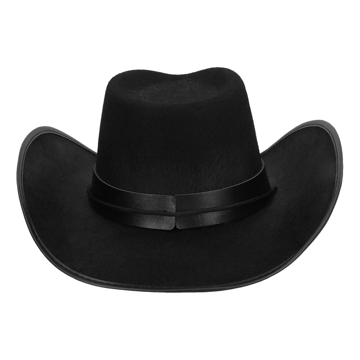 Cowboyhat str. 59 – Sort Westernhat med Longhorn-bånd og Guldnitter Cowboyhat str. 59 – Sort Westernhat med Longhorn-bånd og Guldnitter