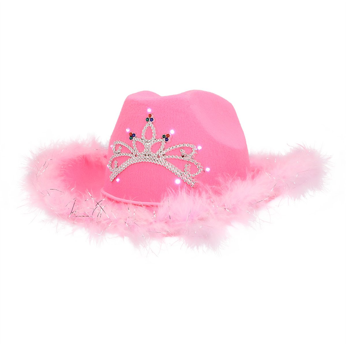 Cowboyhat - Lyserød Hat med LED Lys - 3 Lysindstillinger Cowboyhat - Lyserød Hat med LED Lys - 3 Lysindstillinger