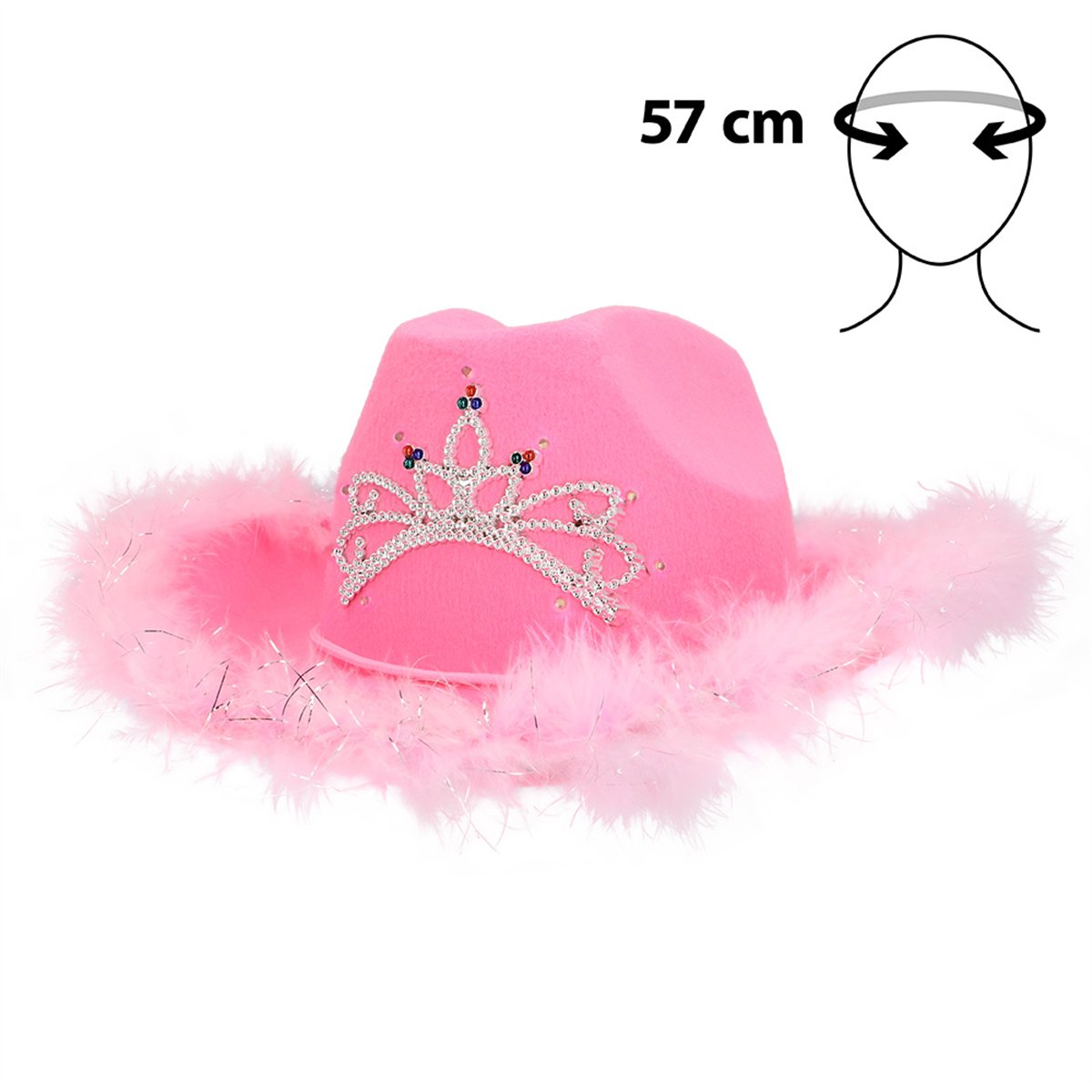 Cowboyhat - Lyserød Hat med LED Lys - 3 Lysindstillinger Cowboyhat - Lyserød Hat med LED Lys - 3 Lysindstillinger