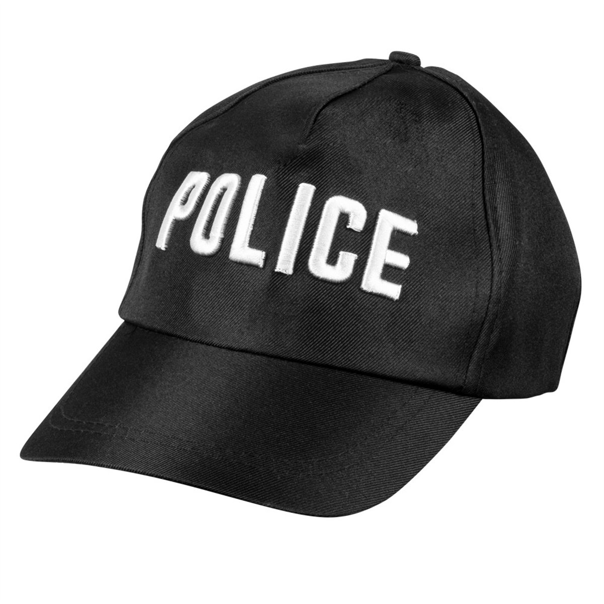 Politikasket &ndash; Sort Kasket med Broderet POLICE-tekst