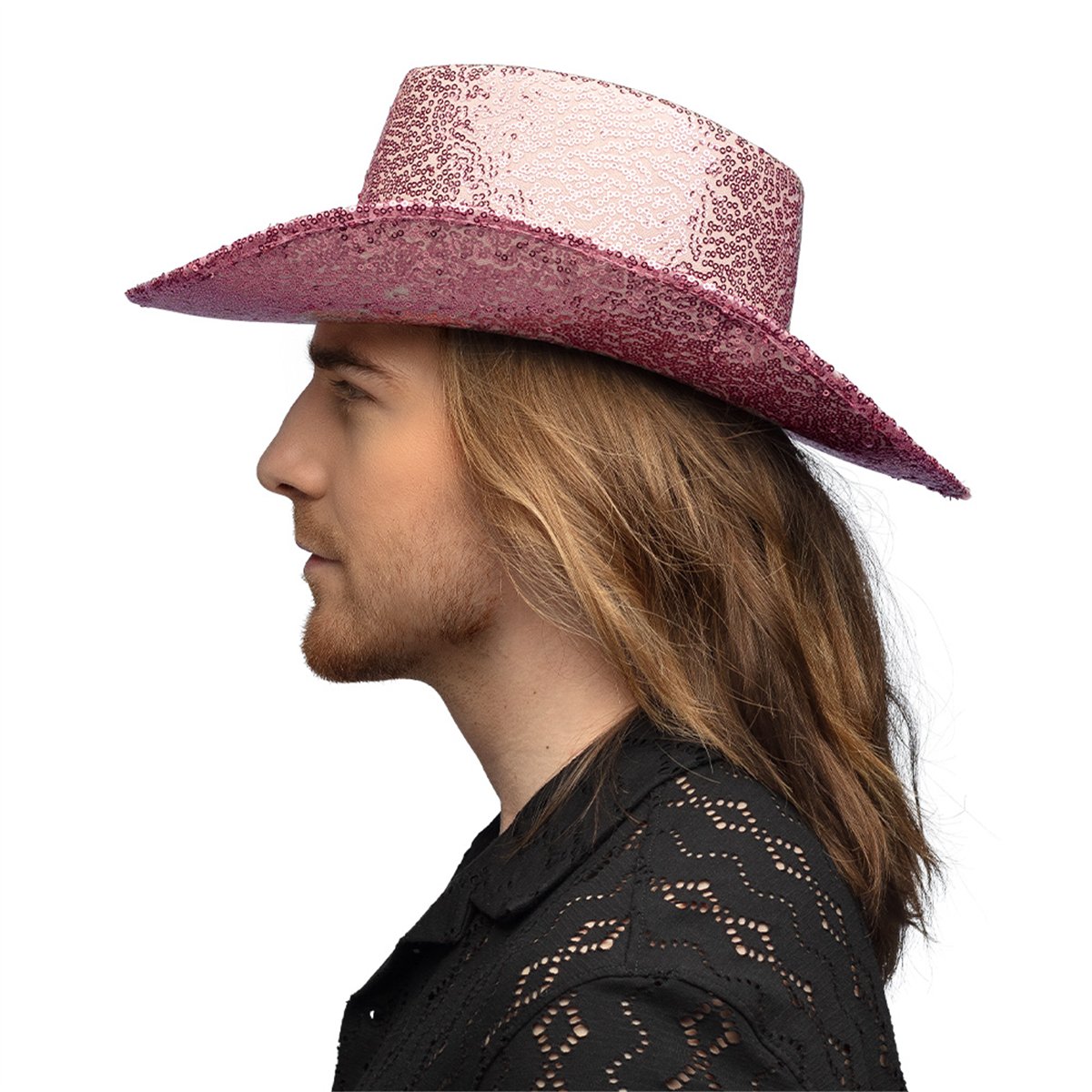 Cowboyhat &ndash; Lyser&oslash;d Hat med Pailletter