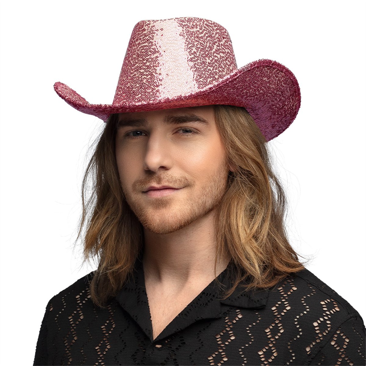 Cowboyhat &ndash; Lyser&oslash;d Hat med Pailletter