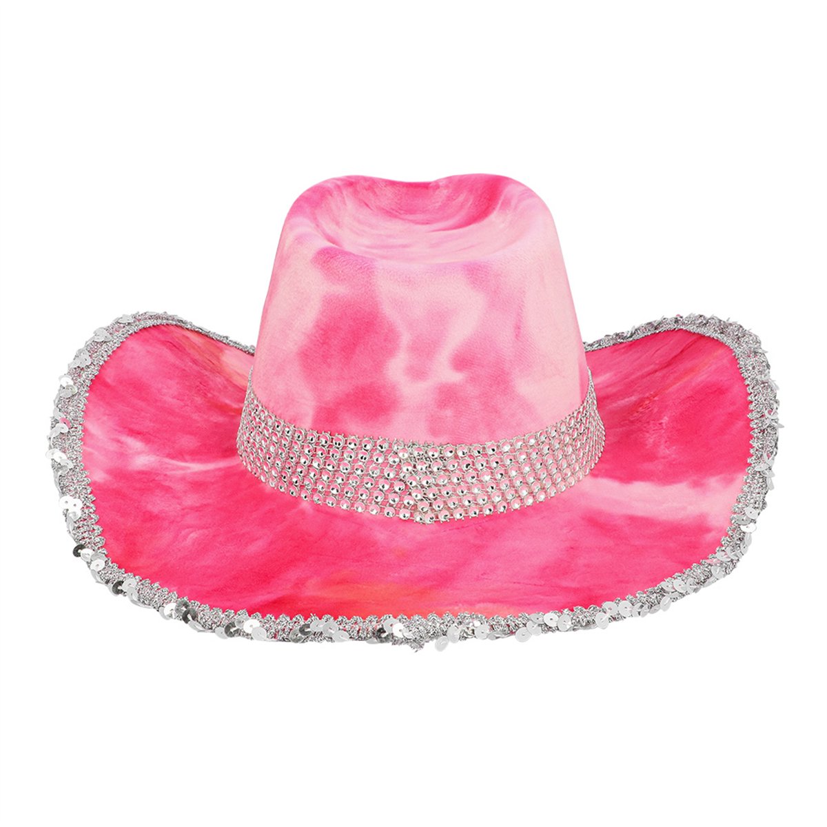 Cowboyhat – Lyserød og Orange Tie-Dye Hat i Fløjlslook med Rhinsten Cowboyhat – Lyserød og Orange Tie-Dye Hat i Fløjlslook med Rhinsten
