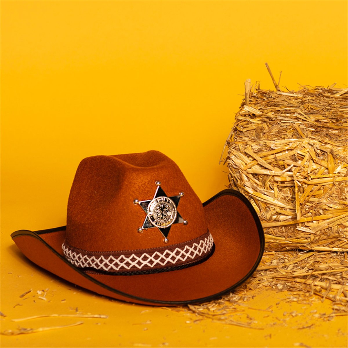 Cowboyhat B&oslash;rn str. 55 &ndash; Brun Sheriffhat