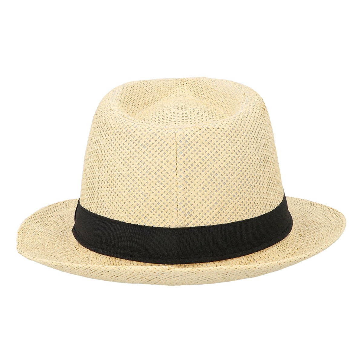 Trilbyhat &ndash; Naturfarvet Str&aring;hat-look med Sort B&aring;nd