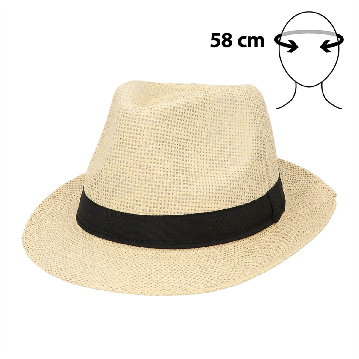 Trilbyhat &ndash; Naturfarvet Str&aring;hat-look med Sort B&aring;nd