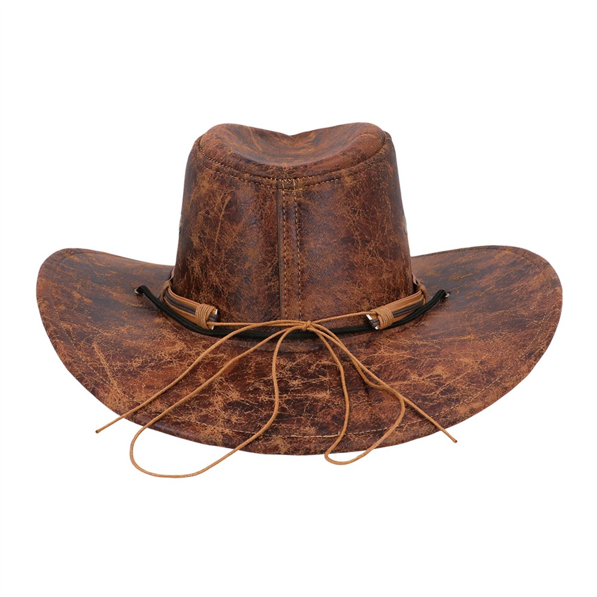Cowboyhat &ndash; Brun Westernhat i L&aelig;derlook