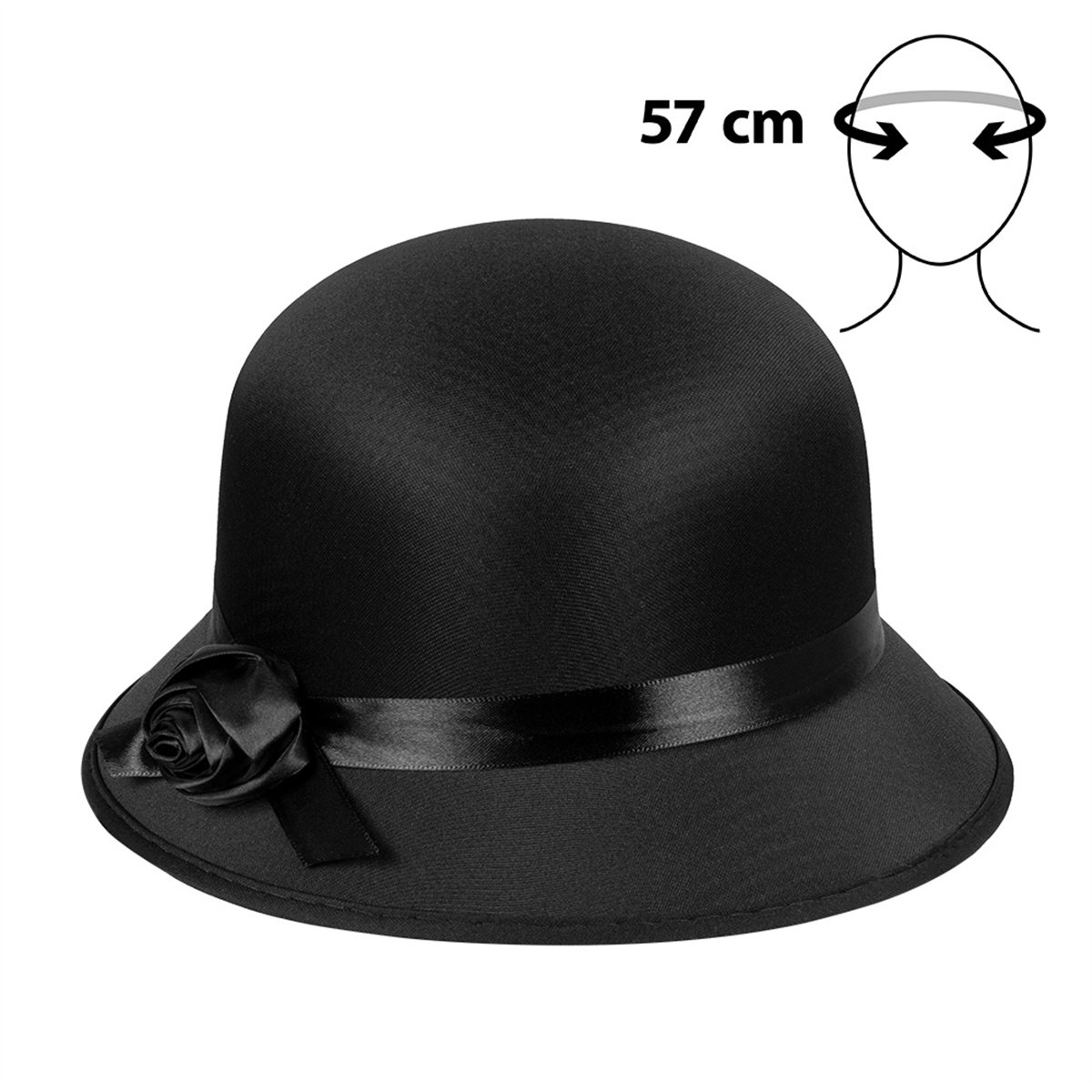 Cloche Hat &ndash; Sort Charlestonhat i Filt med Sl&oslash;jfe