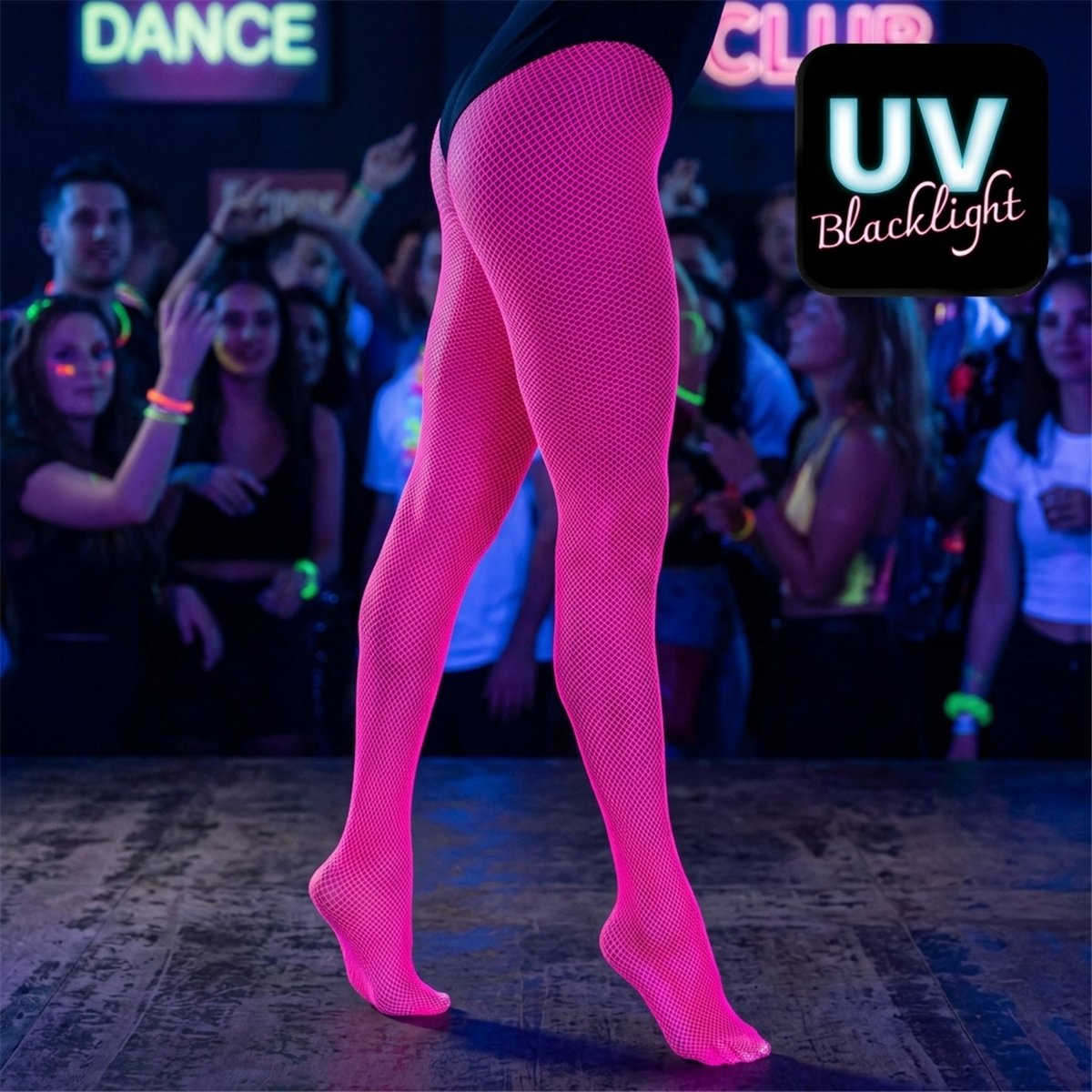 Netstr&oslash;mpebukser - Neonpink UV effeckt - 60 Denier