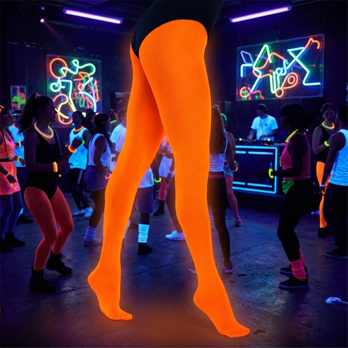 Strømpebukser neonorange – Uigennemsigtige, UV-reaktive Strømpebukser neonorange – Uigennemsigtige, UV-reaktive