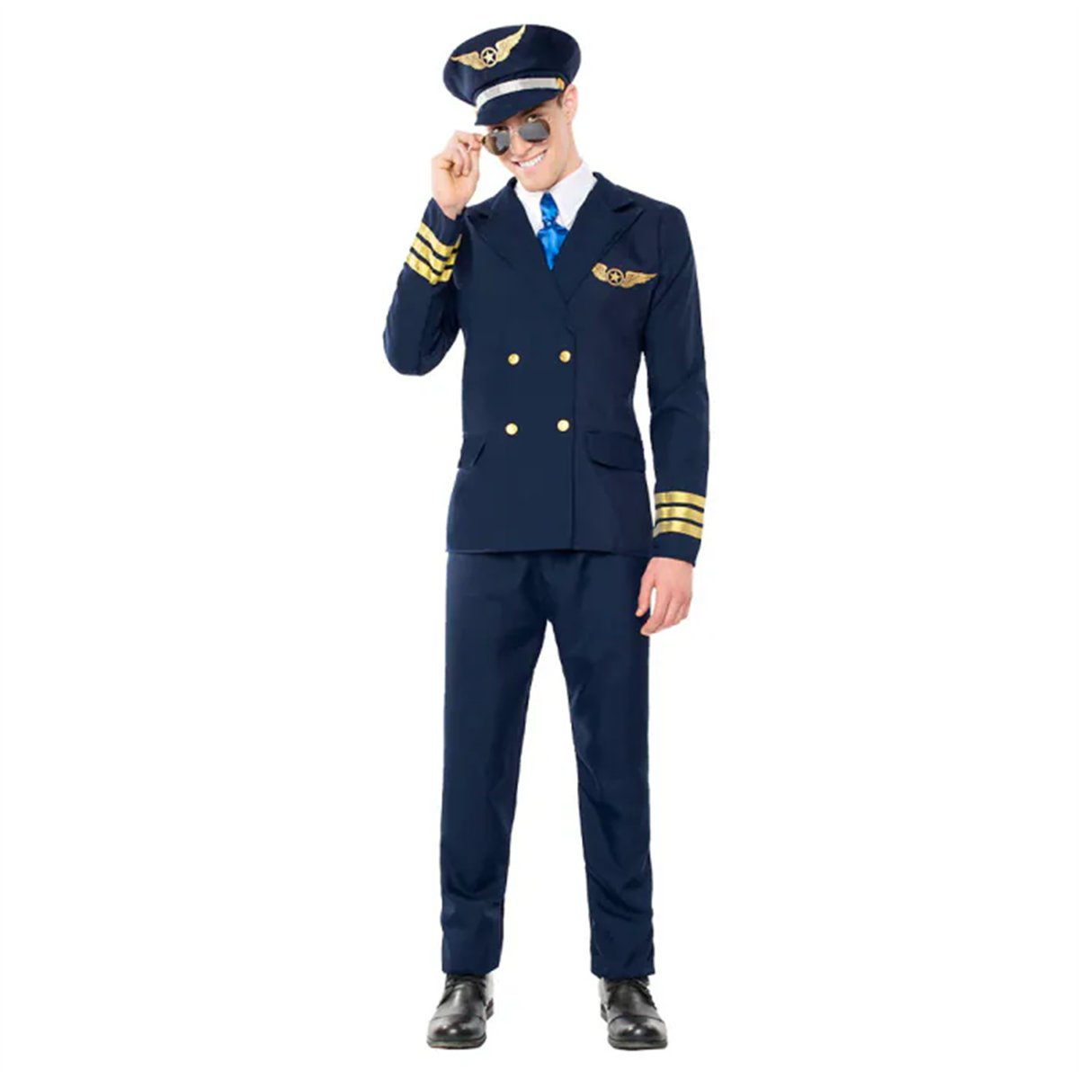 Kostume str. XL Pilot – Femdelt Kaptajnuniform med Kasket Kostume str. XL Pilot – Femdelt Kaptajnuniform med Kasket