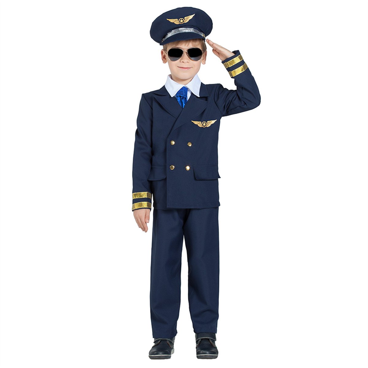 Kostume str. 5-6 år Pilot – Femdelt Kaptajnuniform med Kasket Kostume str. 5-6 år Pilot – Femdelt Kaptajnuniform med Kasket
