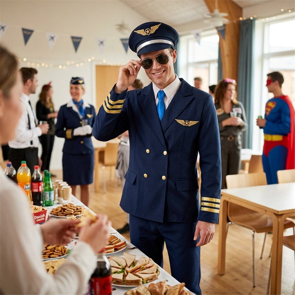 Kostume str. XL Pilot – Femdelt Kaptajnuniform med Kasket Kostume str. XL Pilot – Femdelt Kaptajnuniform med Kasket