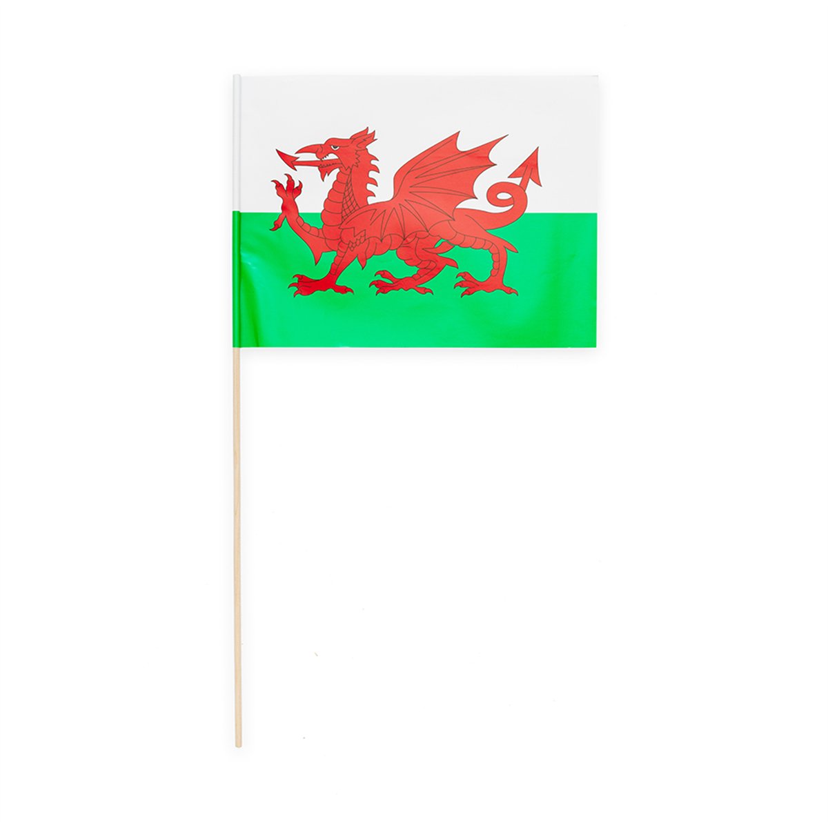 10 stk. Papirflag Wales gr&oslash;n/hvid/r&oslash;d 20x30 cm