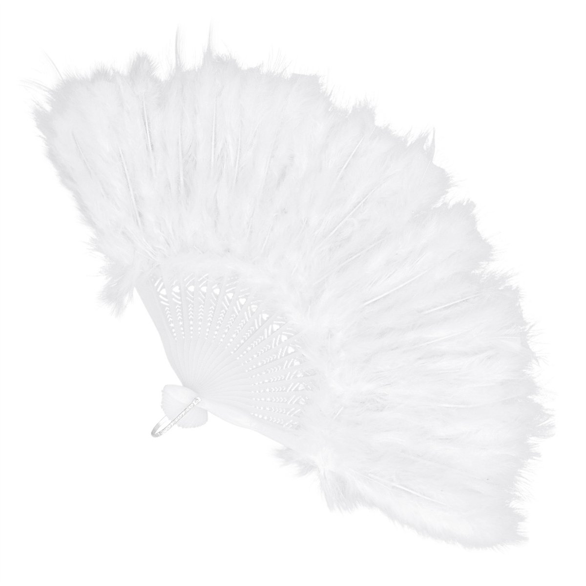 Fjervifte Hvid 23 cm – Flapper Vifte til 20'er-tema Fjervifte Hvid 23 cm – Flapper Vifte til 20'er-tema
