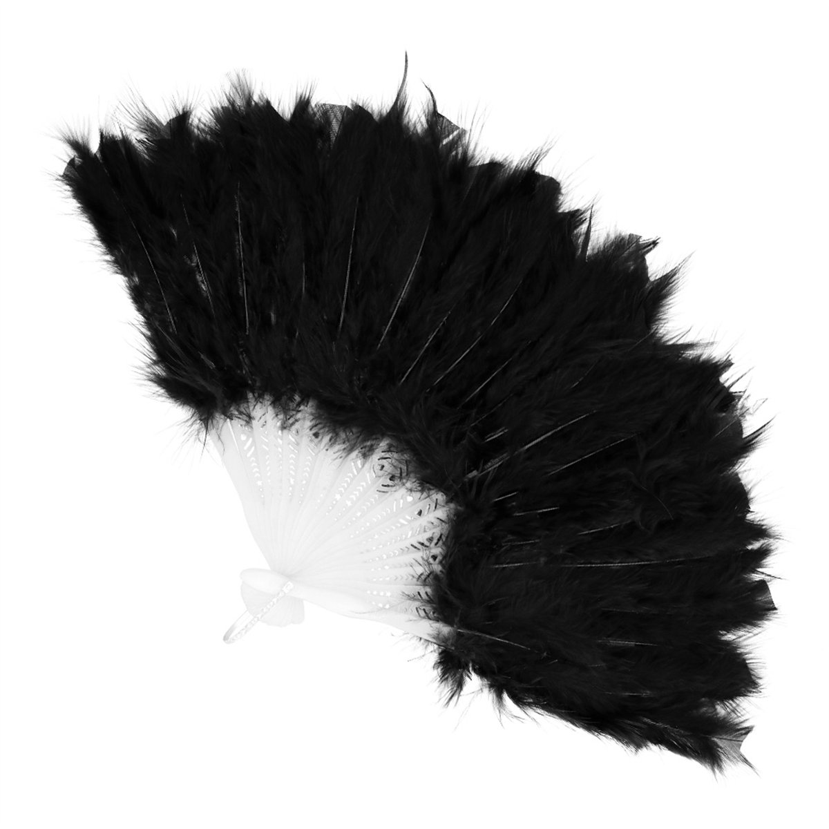 Fjervifte Sort 23 cm – Flapper Vifte til 20'er-tema Fjervifte Sort 23 cm – Flapper Vifte til 20'er-tema