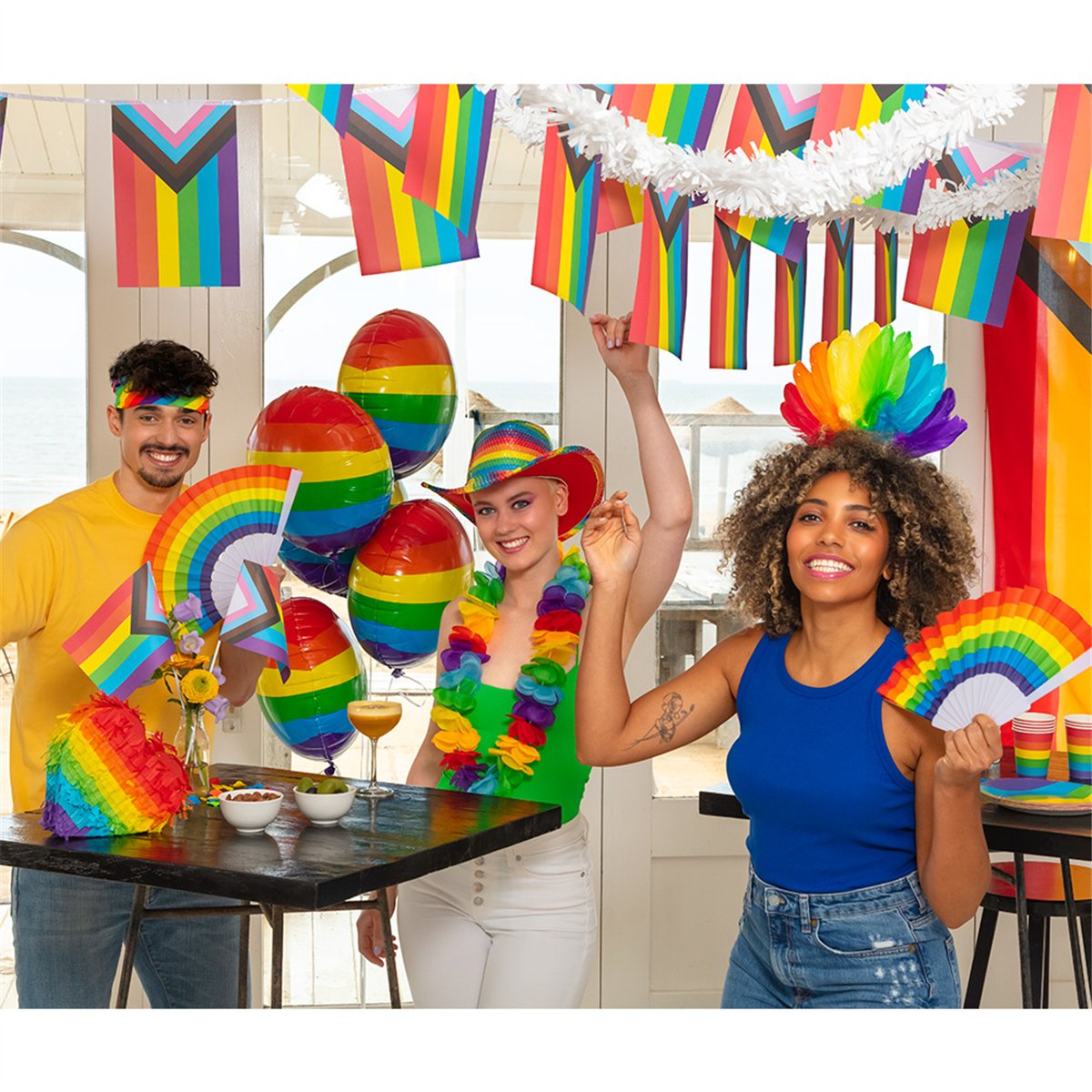 Regnbuevifte 23 cm – Vifte i Spansk Stil til Pride og Festival Regnbuevifte 23 cm – Vifte i Spansk Stil til Pride og Festival