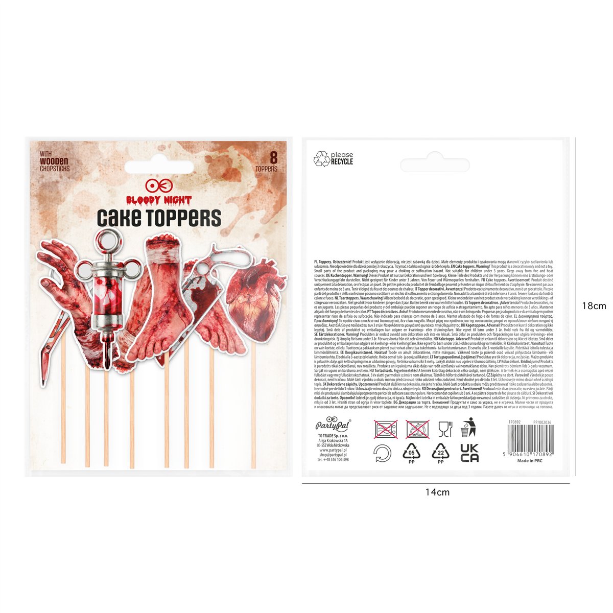 8 stk. Halloween Cake Toppers Bloody Night 