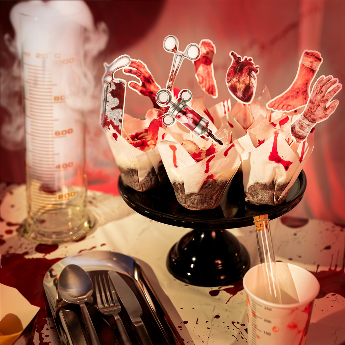 8 stk. Halloween Cake Toppers Bloody Night 