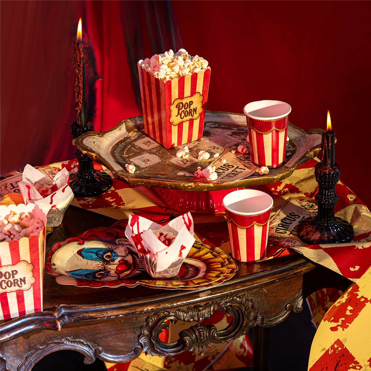 6 stk. Halloween Papkrus Freak Show 270 ml - Cirkusstriber