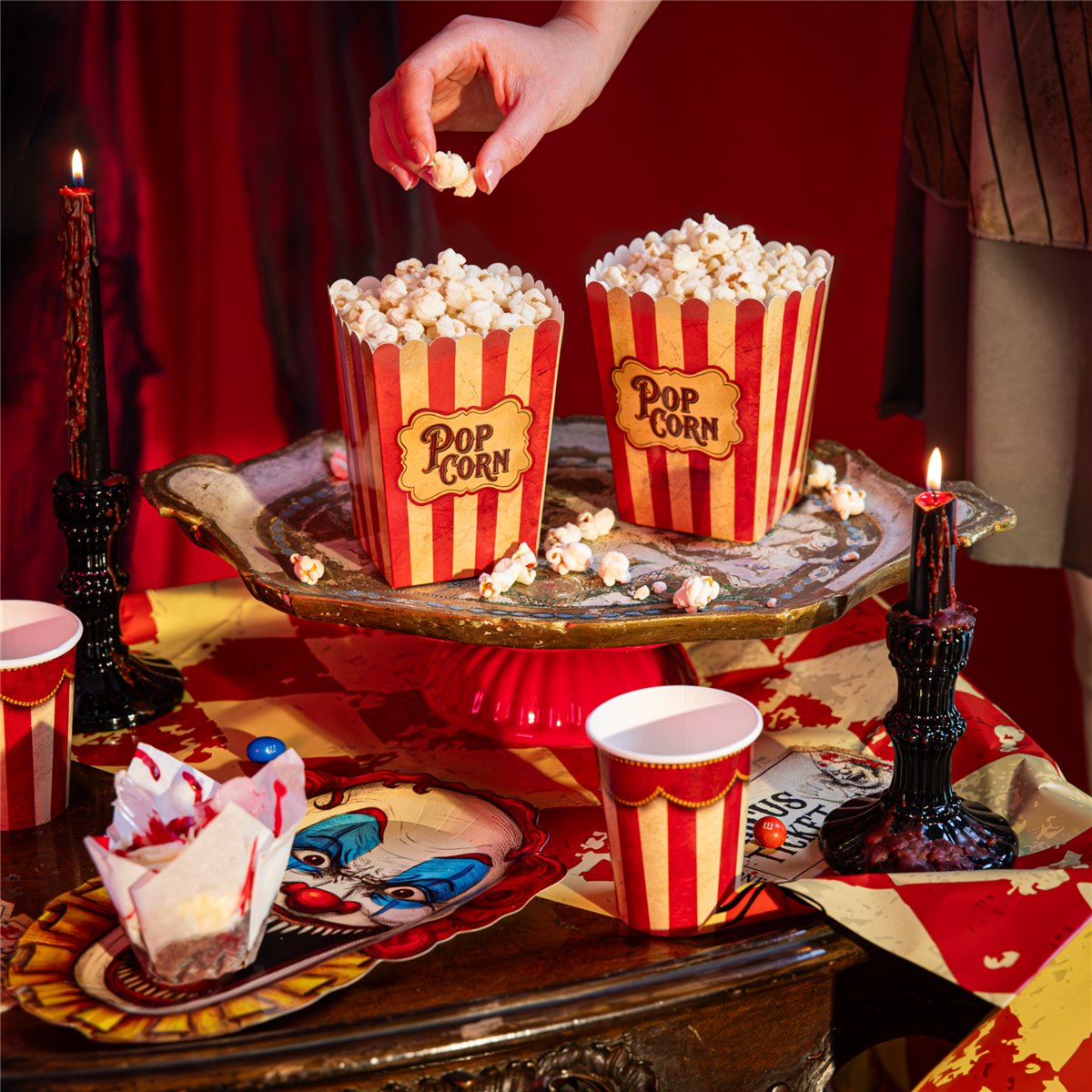 6 stk. Popcorn&aelig;sker med Monster Motiv &ndash; Sjov Snackservering